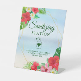 Meetstation Tropische Floral Gold Geometric Reclamebord Met Voetstuk