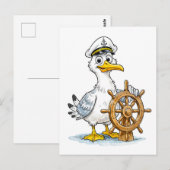 Meeuw Comic Schip Kapitein Briefkaart (Voorkant / Achterkant)