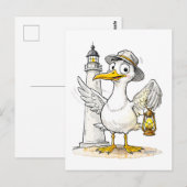 Meeuw Comic Vuurtoren Lantaarn Briefkaart (Voorkant / Achterkant)