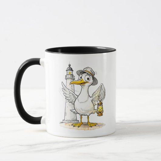 Meeuw Comic Vuurtoren Lantaarn Mok (Links)
