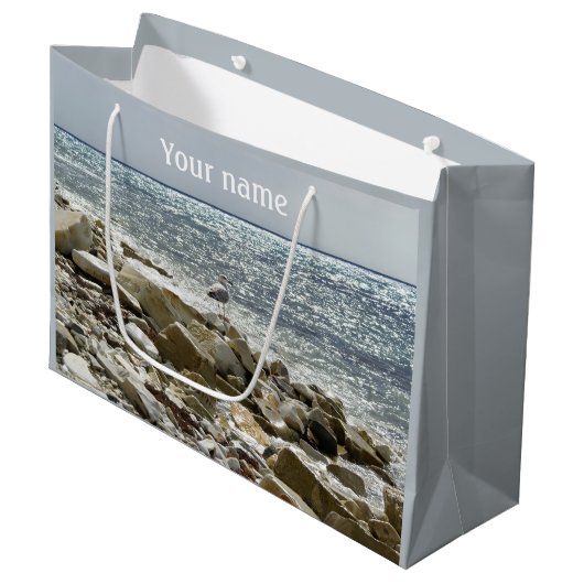 meeuw en zee branding groot cadeauzakje (Voorkant Gekanteld)