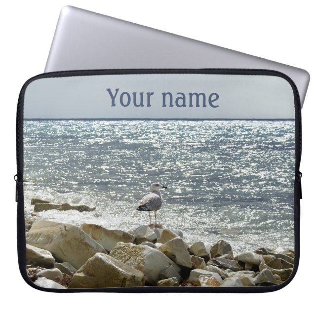 meeuw en zee branding laptop sleeve (Voorkant)
