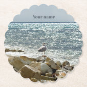 Meeuw en zee kartonnen onderzetters (Voorkant)