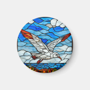 Meeuw glas in lood magneet