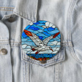 Meeuw glas in lood ronde button 4,0 cm (In situ)