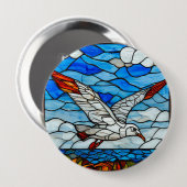 Meeuw glas in lood ronde button 4,0 cm (Voorkant /achterkant)