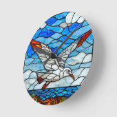 Meeuw glas in lood ronde klok (Hoek)