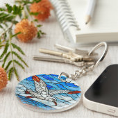 Meeuw glas in lood sleutelhanger (Voorkant Rechts)