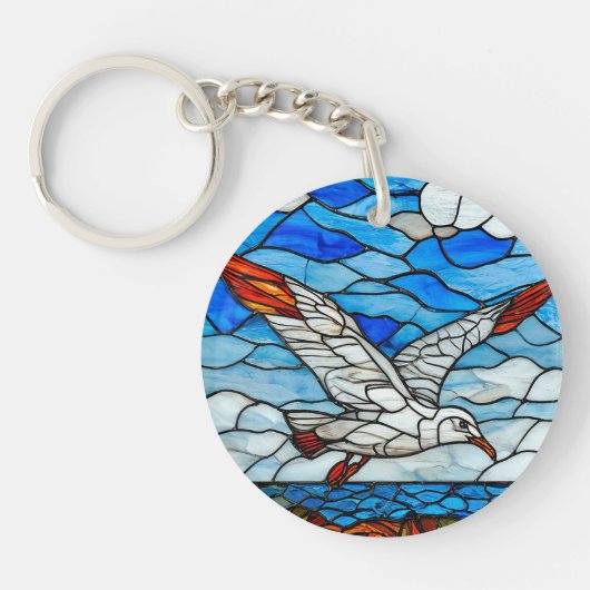 Meeuw glas in lood sleutelhanger (Voorkant)