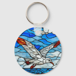 Meeuw glas in lood sleutelhanger