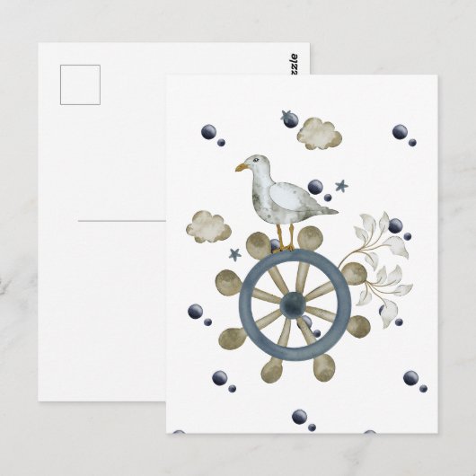 meeuw hitching een rit briefkaart (Voorkant / Achterkant)