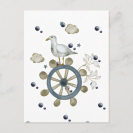 meeuw hitching een rit briefkaart
