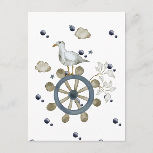 meeuw hitching een rit briefkaart (Voorkant)