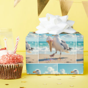 Meeuw met een ijshoorntje cadeaupapier