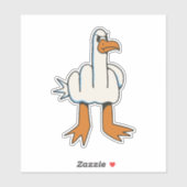 MEEUW MET MIDDENVINGER LICHAAM STICKER (Vel)