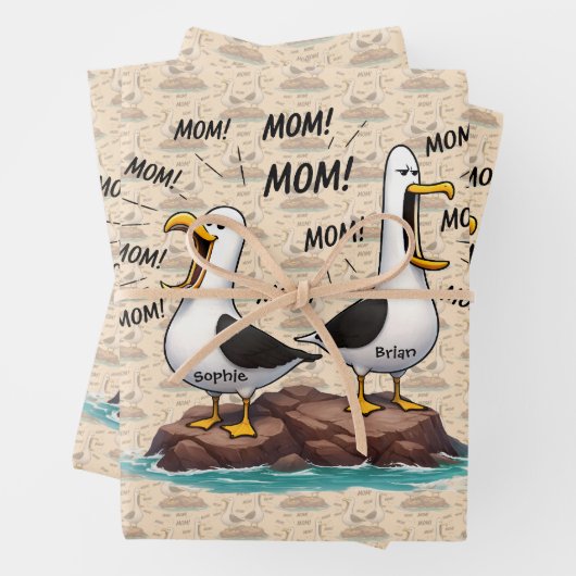 Meeuw Moeder Grappig Gepersonaliseerd Inpakpapier Vel (In situ)