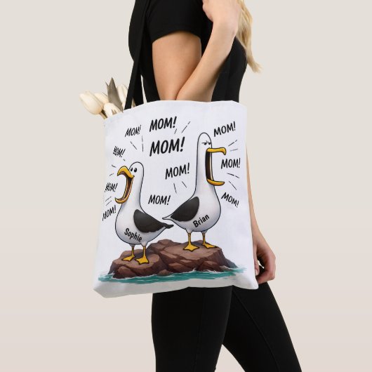 Meeuw Moeder Grappige Gepersonaliseerde Tote Bag (Dichtbij)