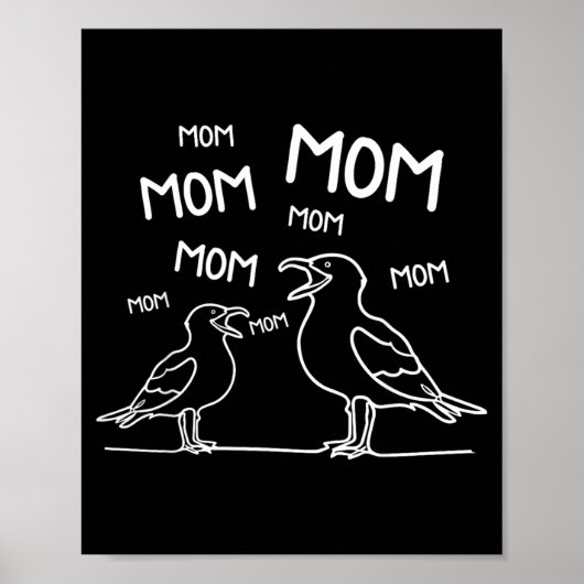 Meeuw Moeder Minimaal Lijn Kunst Grappige Mama Mee Poster (Voorkant)