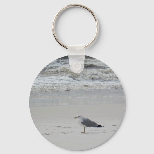 Meeuw op het strand sleutelhanger (Voorkant)