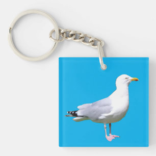 Meeuw Staande Kustvogel Strand Wilde Dieren Kunst Sleutelhanger