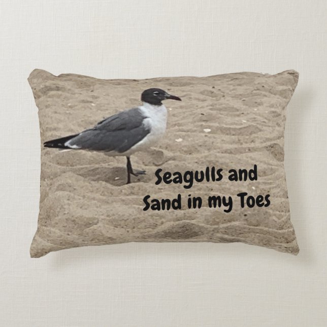 Meeuw, Strandzand, Strandleven, Strandtafereel Accent Kussen (Voorkant)
