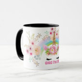 Meeuw UNICORN 13e verjaardag mok Aanpasbaar Roze (Voorkant links)