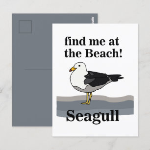 Meeuw Vind Me Op Het Strand Grappige Vogel Briefkaart