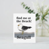Meeuw Vind Me Op Het Strand Grappige Vogel Briefkaart (Staand voorkant)