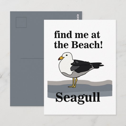 Meeuw Vind Me Op Het Strand Grappige Vogel Briefkaart (Voorkant / Achterkant)