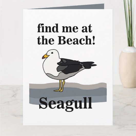 Meeuw Vind Me Op Het Strand Grappige Vogel Kaart (Voorkant)