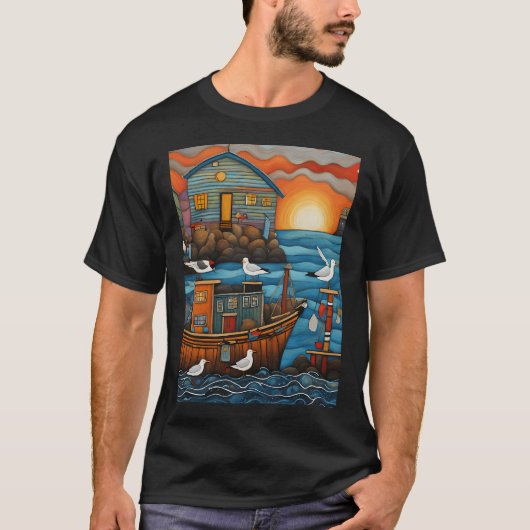 Meeuw visser t-shirt (Voorkant)