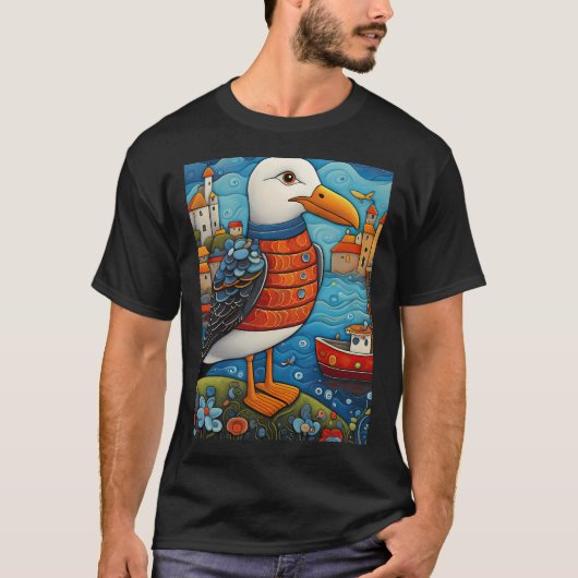 Meeuw visser t-shirt (Voorkant)