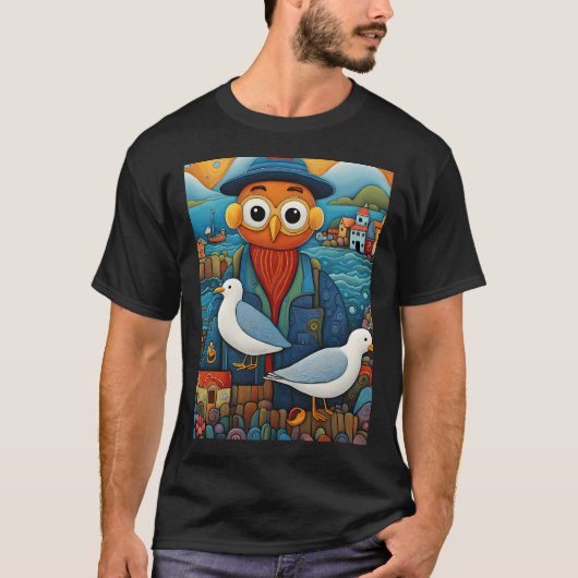 Meeuw visser t-shirt (Voorkant)