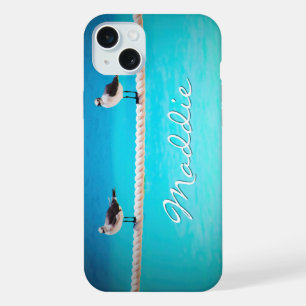 Meeuw vogels oceaan foto typografie aangepaste naa iPhone 15 plus case
