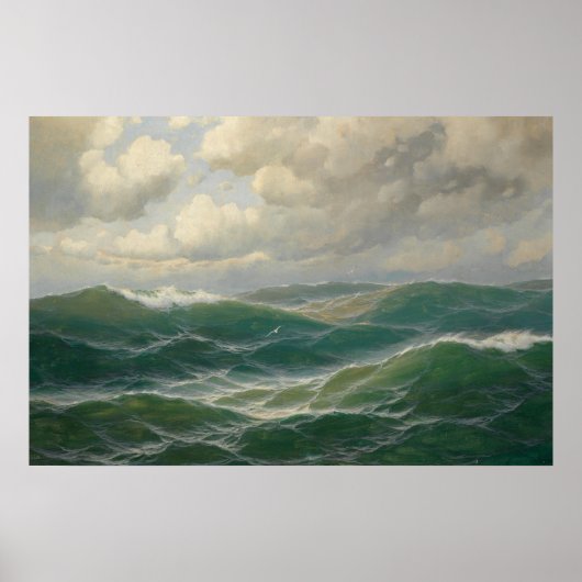 Meeuwen boven golven van Max Jensen Poster (Voorkant)