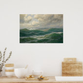 Meeuwen boven golven van Max Jensen Poster (Keuken)