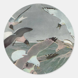 Meeuwen boven oceaangolven door Louis Agassiz Fuer Ronde Sticker