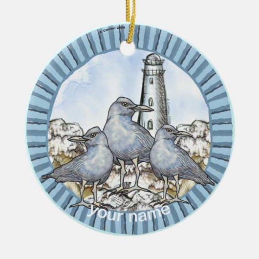 Meeuwen Gids Vuurtoren Ornament (Voorkant)