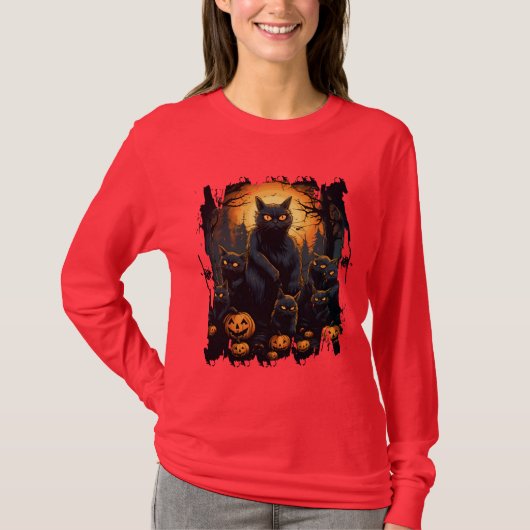 Meeuwen Goede Tijd Spooky Kat T-shirt (Voorkant)