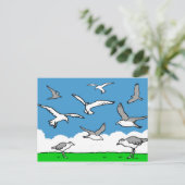 Meeuwen in vlucht briefkaart (Staand voorkant)