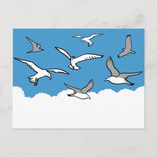 Meeuwen in vlucht briefkaart (Voorkant)