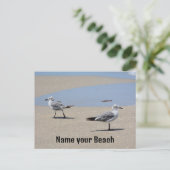 Meeuwen op het strand Aangepasbaar Briefkaart (Staand voorkant)