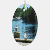 Meeuwen op Steiger Keramisch Ornament (Links)