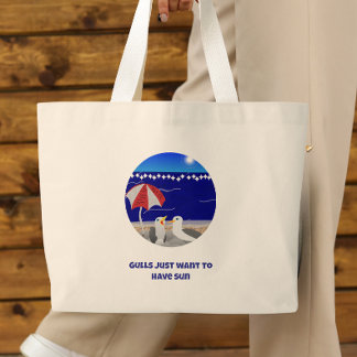 Meeuwen Willen Gewoon Zon Hebben Grappige Meeuw Grote Tote Bag