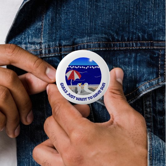 Meeuwen Willen Gewoon Zon Hebben Grappige Meeuw Ronde Button 5,7 Cm