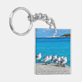 Meeuwen, zandstrand, Nassau, Bahama's Sleutelhanger (Voorkant Links)