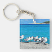 Meeuwen, zandstrand, Nassau, Bahama's Sleutelhanger (Voorkant)