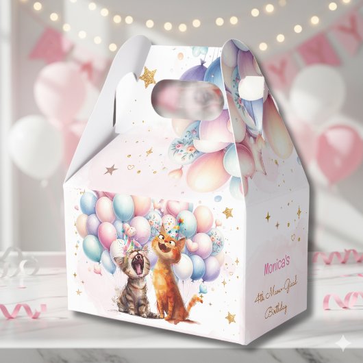 Meeuwende katten miauw-gical kinderen verjaardag bedankdoosjes