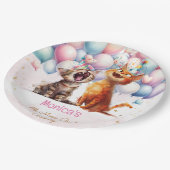 Meeuwende katten miauw-gical kinderen verjaardag papieren bordje (Gekanteld)