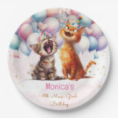 Meeuwende katten miauw-gical kinderen verjaardag papieren bordje (Voorkant)